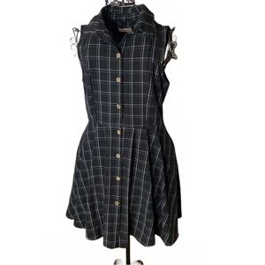 Black Plaid Sleeveless Dress